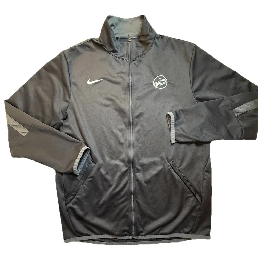 Nike Jacket Mens L Black/Gray‎ Therma Fit Full Zip Athletic Track Hoodie Sporty